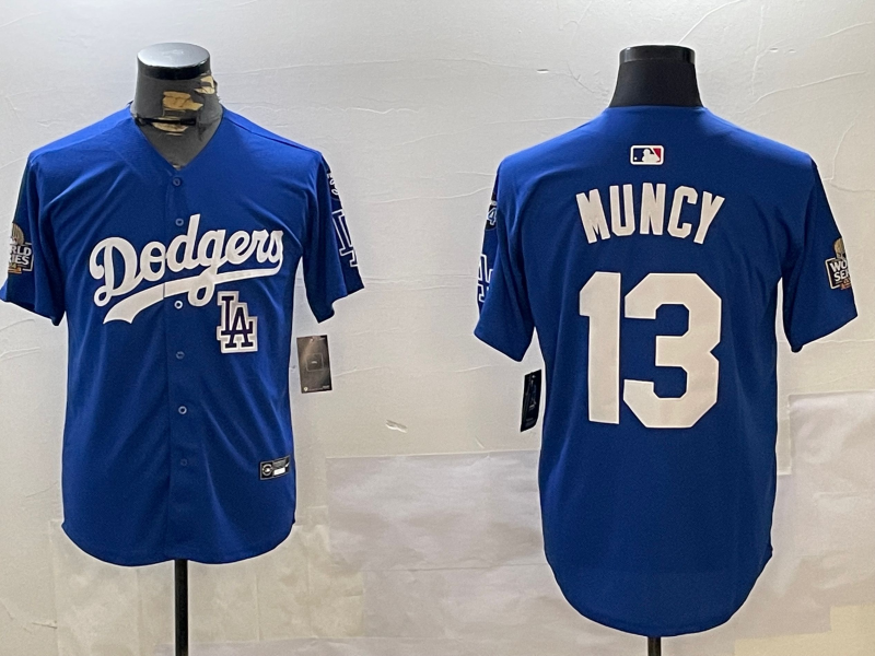 Men Los Angeles Dodgers #13 Muncy 2024 World series patch blue jersey 20241120143->los angeles dodgers->MLB Jersey